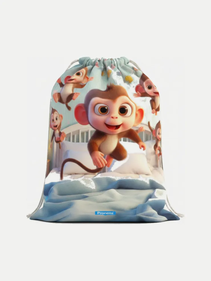 Bolsa impermeable guardería Cinco Monitos, vista de la bolsa cerrada