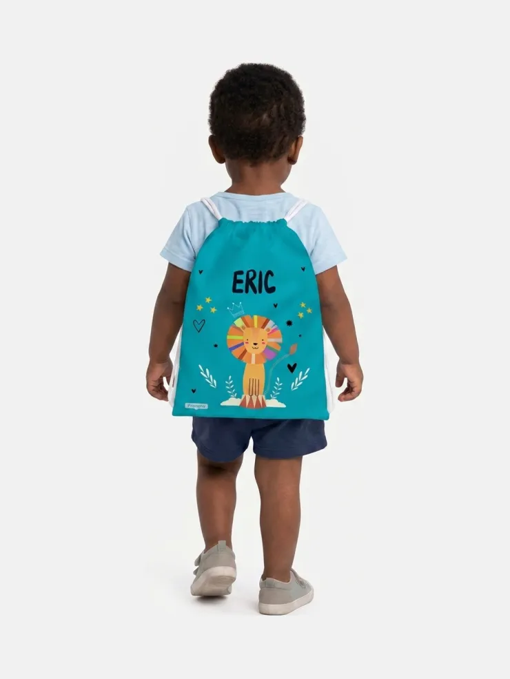 Bolsa mochila guardería personalizada León, puesta a la espalda