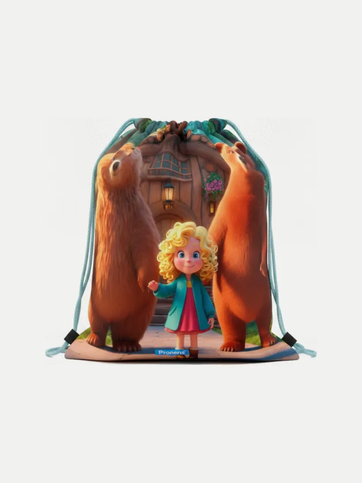 Bolsa guardería impermeable Ricitos de Oro, vista de la bolsa cerrada