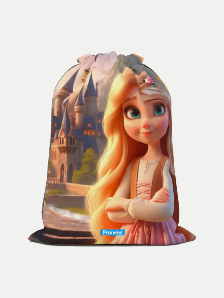 Bolsa guardería impermeable Rapunzel, vista de la bolsa cerrada