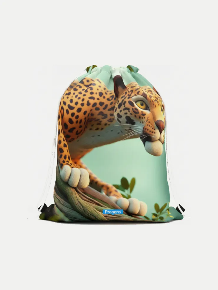 Bolsa impermeable guardería Leopardo, vista de la bolsa cerrada