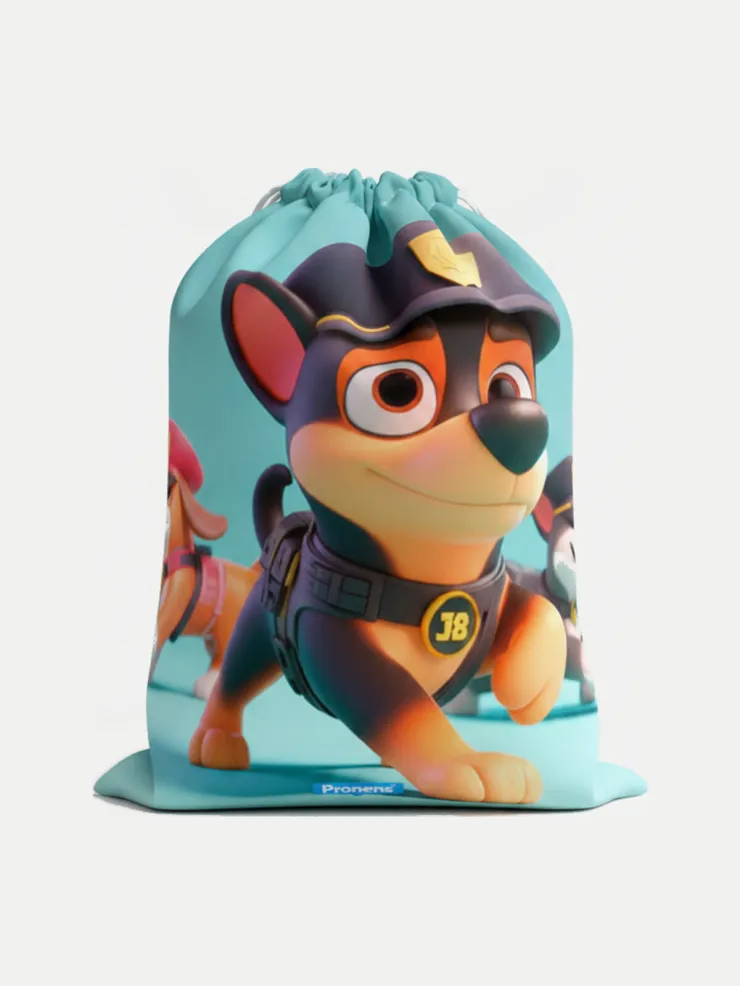 Bolsa impermeable guardería Patrulla, vista de la bolsa cerrada