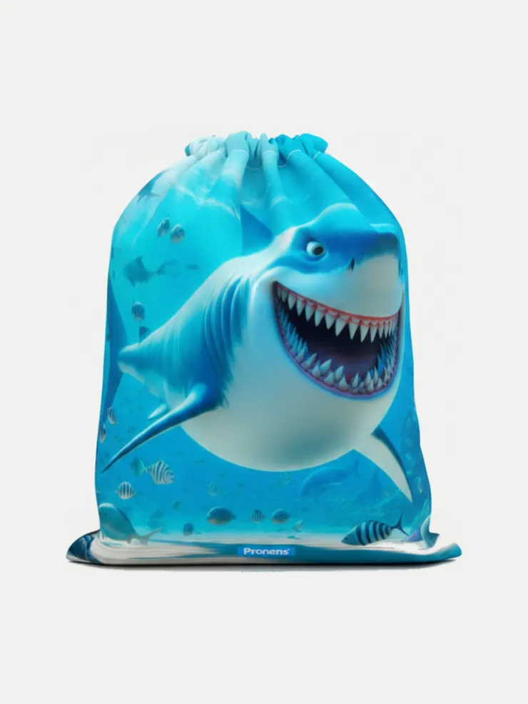 Bolsa guardería impermeable Tiburón, vista de la bolsa cerrada