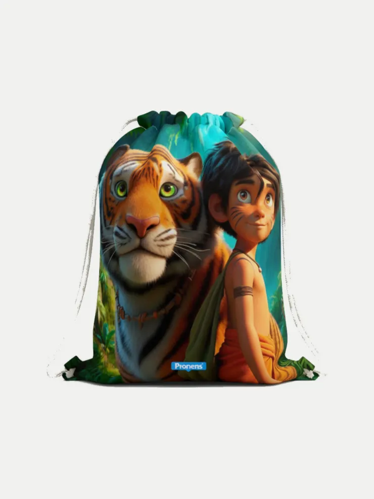 Bolsa guardería impermeable El Libro de la Selva, vista de la bolsa cerrada
