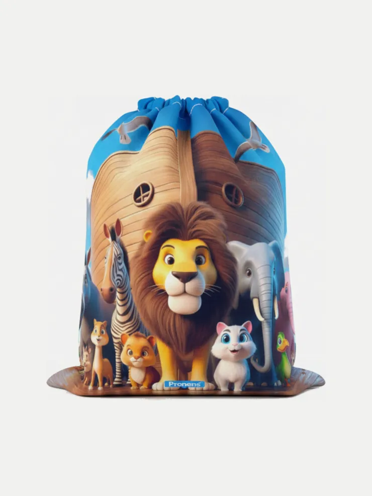 Bolsa guardería impermeable Arca de Noé, vista de la bolsa cerrada