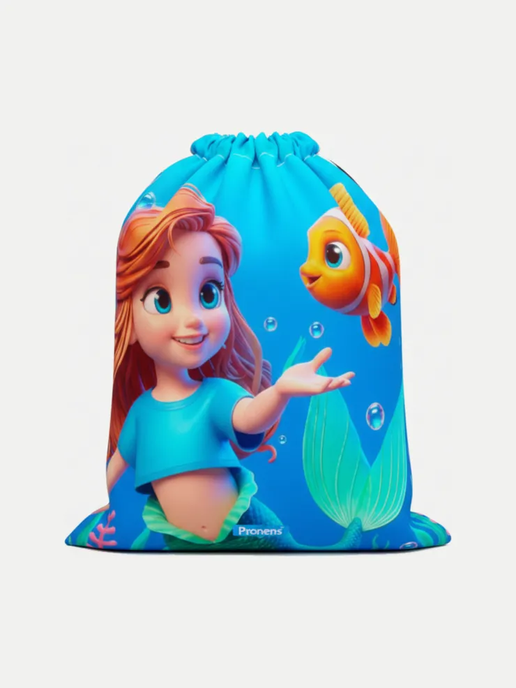 Bolsa guardería impermeable Sirena, vista de la bolsa cerrada