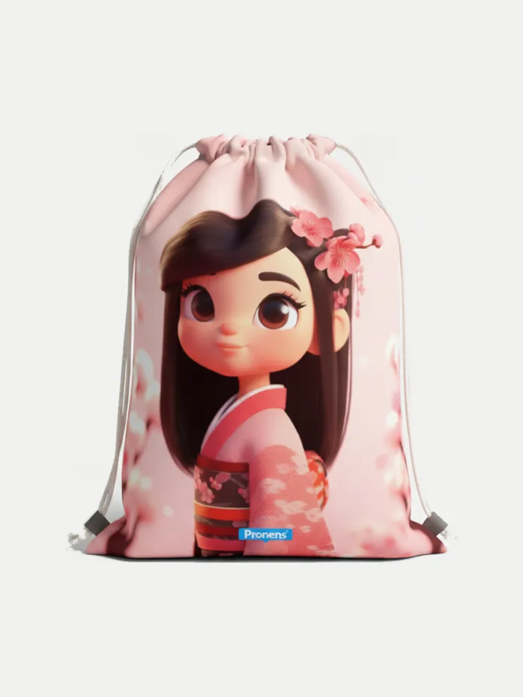 Bolsa guardería impermeable Sakura, vista de la bolsa cerrada