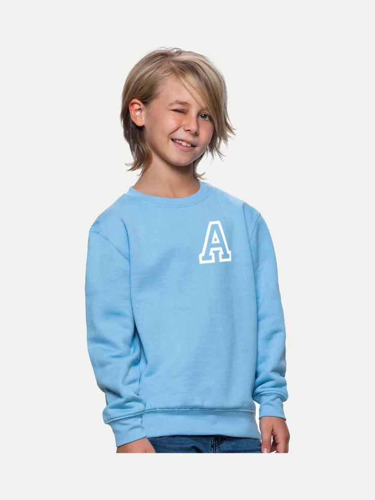Sudadera celeste personalizada con iniciales